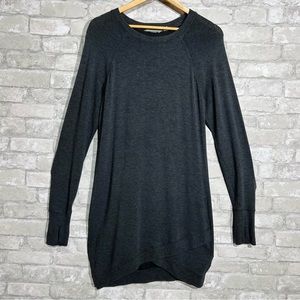 Athleta Women's Small Long Sleeve Tshirt Sweatshirt Dress Faux Wrap Bottom Gray